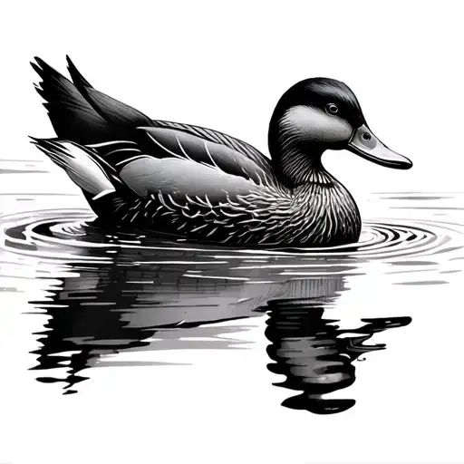 2 Mallard Ducks thin line tattoo design idea