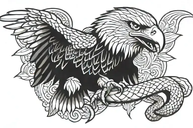 Mexico eagle biting snake tattoo design idea