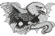 Mexico eagle biting snake tattoo design idea
