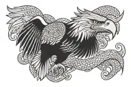 Mexico eagle biting snake tattoo design idea