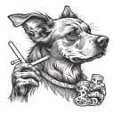 stoner dog smoking joint tattoo design idea