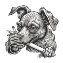 stoner dog smoking joint tattoo design idea