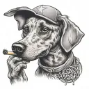 stoner dog smoking joint tattoo design idea