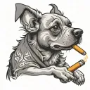 stoner dog smoking joint tattoo design idea
