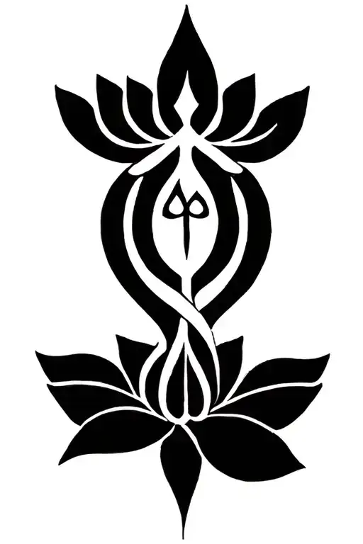 unalome symbol with lotus and protection rune tattoo design idea