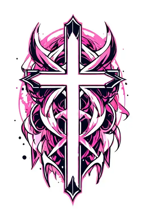 cyber or neo trible cross tattoo tattoo design idea