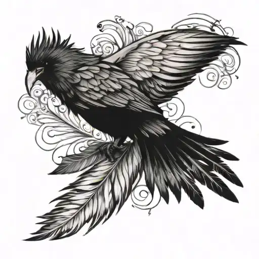 Crow feathers falling down the arm sleeve tattoo tattoo design idea