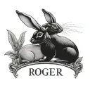2 rabbits with the word "Roger" and "Lakra" written tattoo design idea