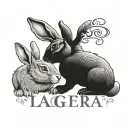 2 rabbits with the word "Roger" and "Lakra" written tattoo design idea