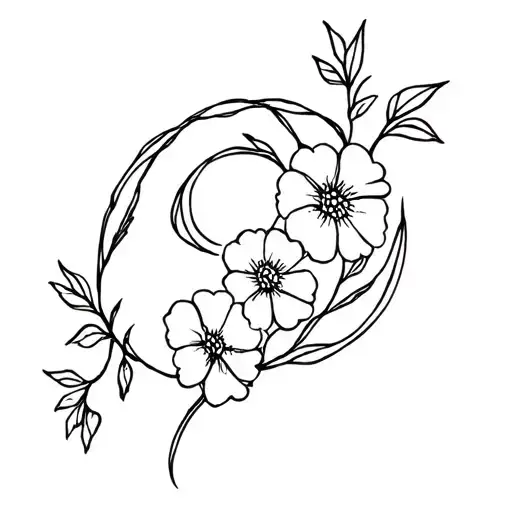Symbol for breaking the cycle, flowers tattoo design idea