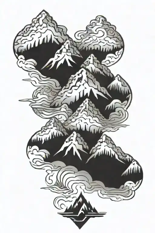 misty mountains tattoo design idea