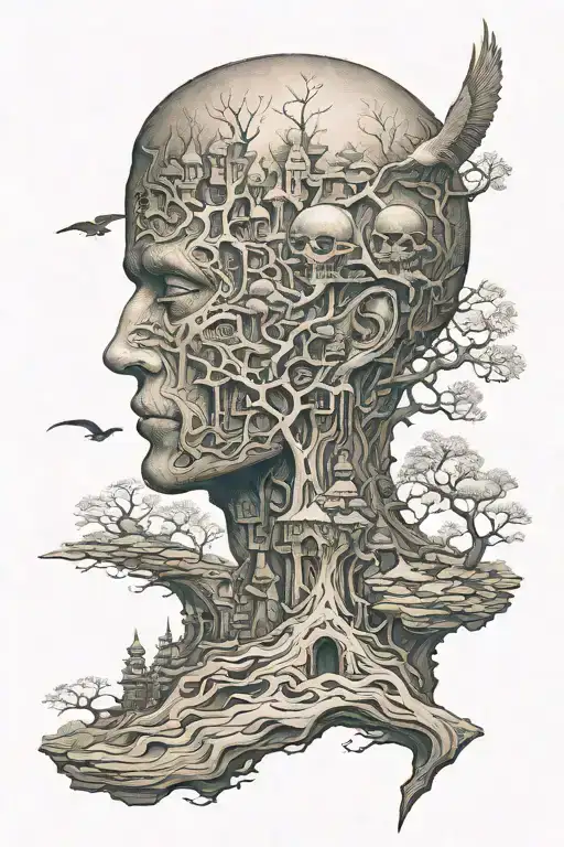 beksinski style design tattoo design idea