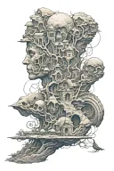 beksinski style design tattoo design idea