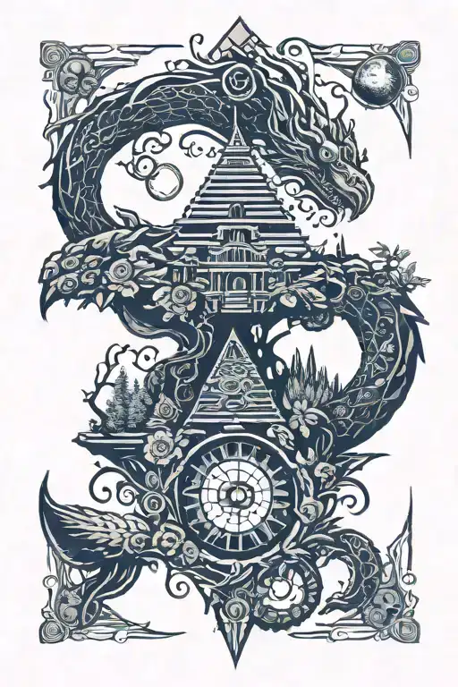 eyeball,pyramid,dragon coil,rose,big tree of life,waterfall,moon,whale,nasty,crow, snakes,earth,mushrooms,marijuana leaf tattoo design idea