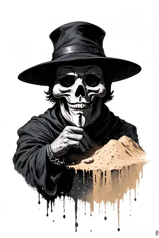 death with sand watch, the death should looks like anonymous notarius status in Budapest, when only eyes sh tattoo design idea