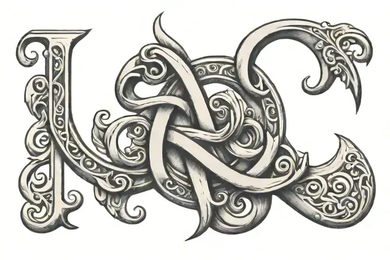 the letter j and c intertwined symbolizing forever together  tattoo design idea