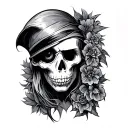 dig with eye patch tattoo design idea