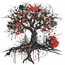 tree abstract compas tattoo design idea