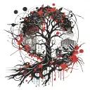 tree abstract compas tattoo design idea