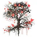 tree abstract compas tattoo design idea
