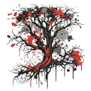 tree abstract compas tattoo design idea