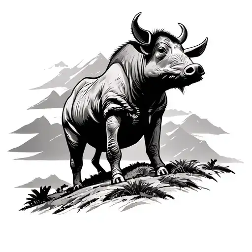 mount kilimanjaro, Acacia Tree, warthog plane tattoo design idea