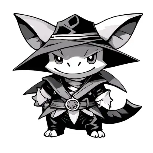 cubone from Pokemon dressed as Ronora Zorro from one piece  tattoo design idea