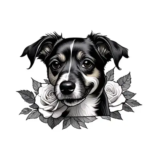 dog lover with rose tattoo tattoo design idea