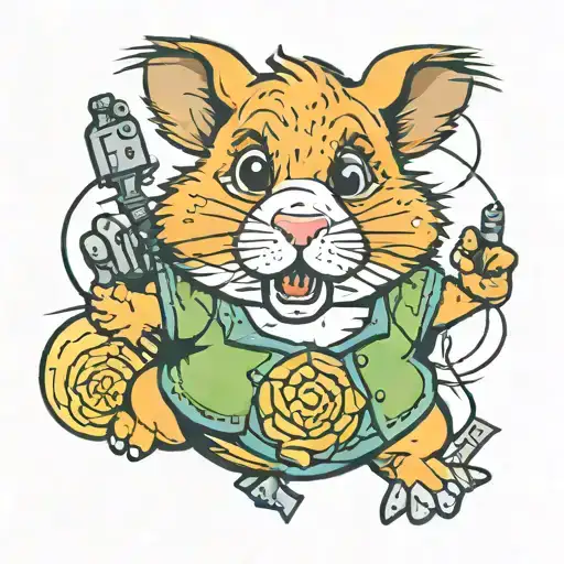 crazy hamster tattoo design idea