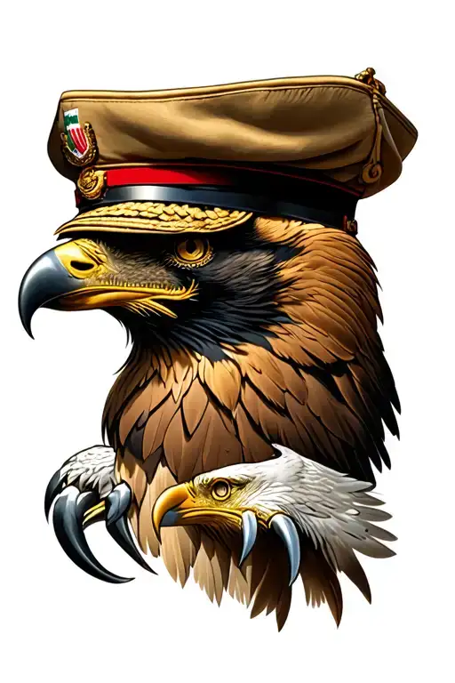 italian military hat and military helicpoter and claw of an eagle tattoo design idea