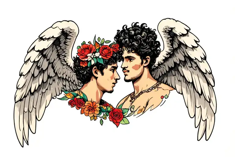 angel Miguel and gabriel calf tattoo tattoo design idea