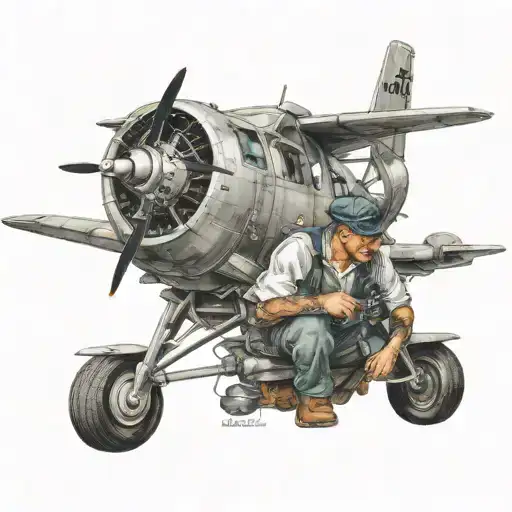 Aircraft mechanic working tattoo design idea