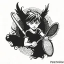 Peter Pan with tennis racket tattoo design idea