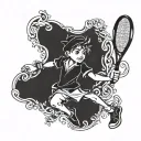 Peter Pan with tennis racket tattoo design idea
