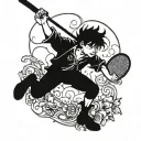 Peter Pan with tennis racket tattoo design idea