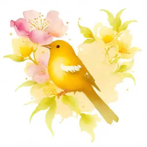 songbird on flowers singing tattoo design idea