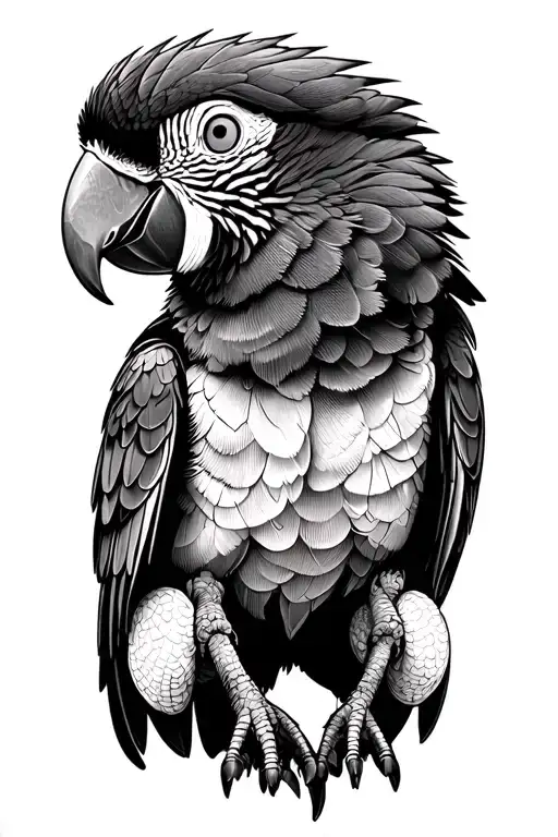 parrot sitting tattoo design idea
