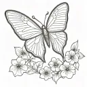 luna moth with flowers blooming tattoo design idea