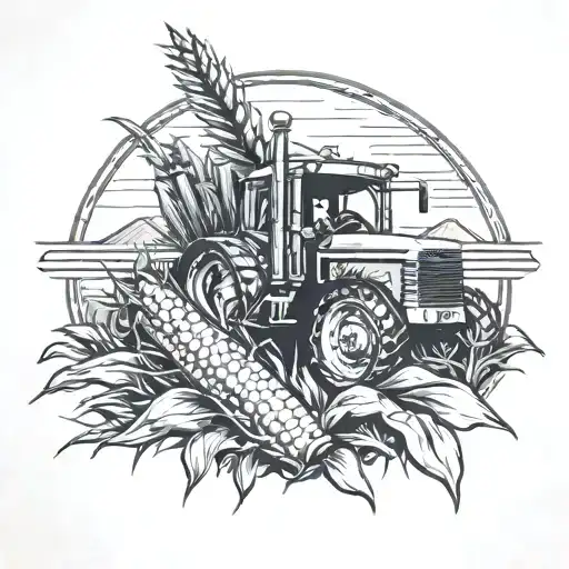 Indiana, corn, tractor, caves tattoo design idea