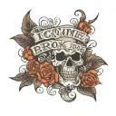 text ' i came from a broken home ' dark tattoo design idea