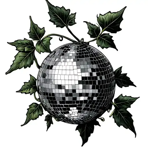 small ivy plant wrapping a mirrorball taylor swift lyrics tattoo design idea