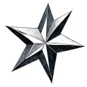 Create a 5-point star, each point representing a deep part of my identity, with a bold and symbolic style.Top Point (N tattoo design idea