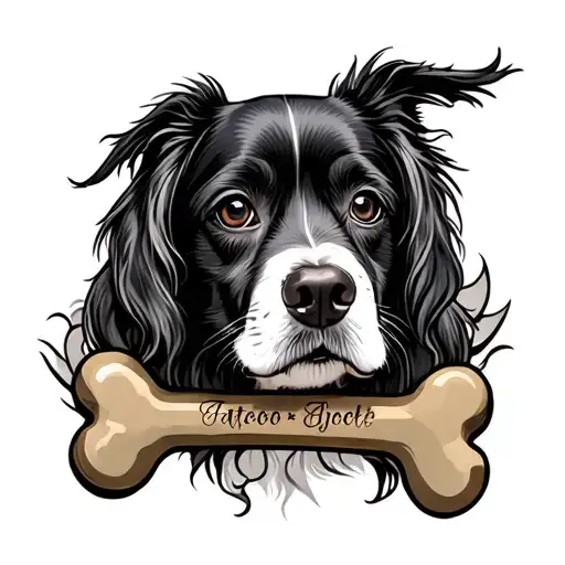 dogs names in dog bones tattoo design idea