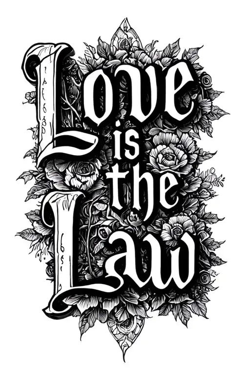 "LOVE IS THE LAW" typography tattoo tattoo design idea