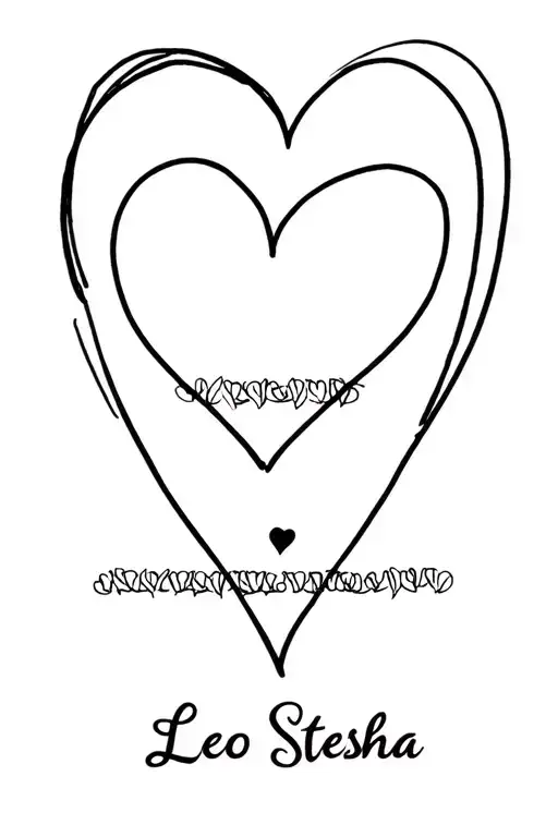 Two hearts, names of children Leo and Stesha tattoo design idea