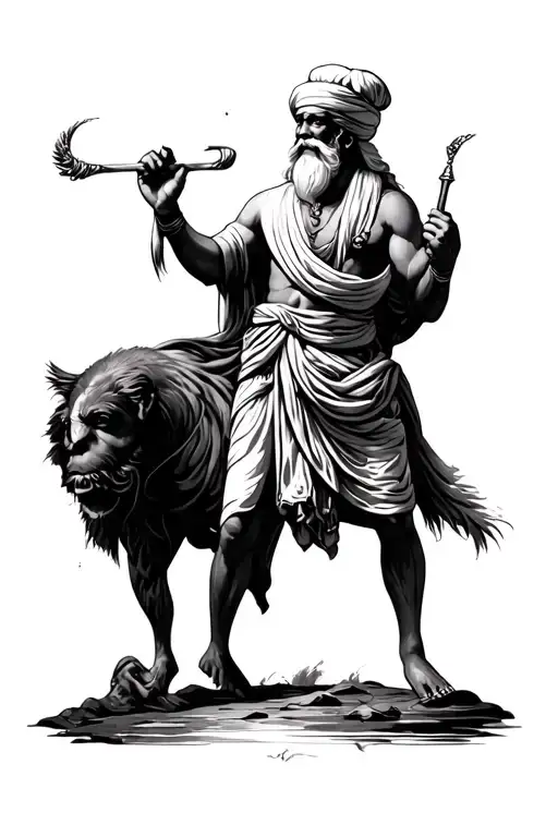 baba deep singh holding world tattoo design idea