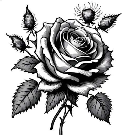 Rose And Thistle Entwined tattoo design idea
