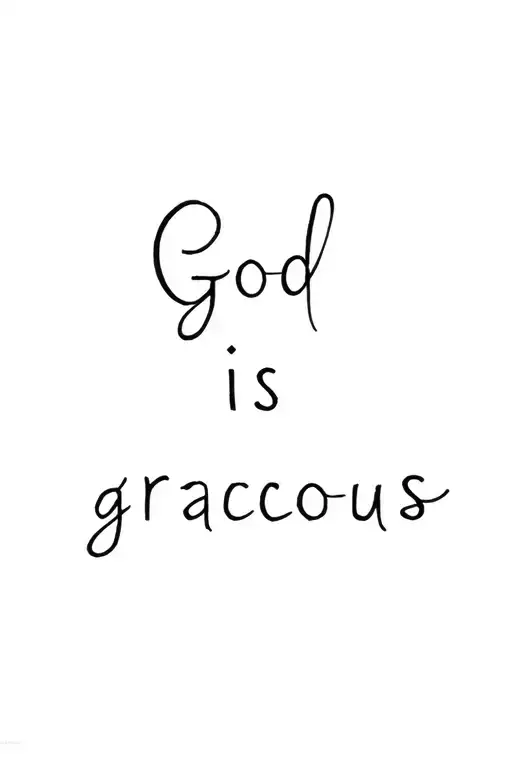 "God is gracious" no image straight line tattoo design idea
