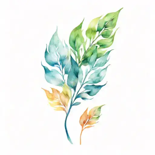 wind blowing and leaves tattoo design idea
