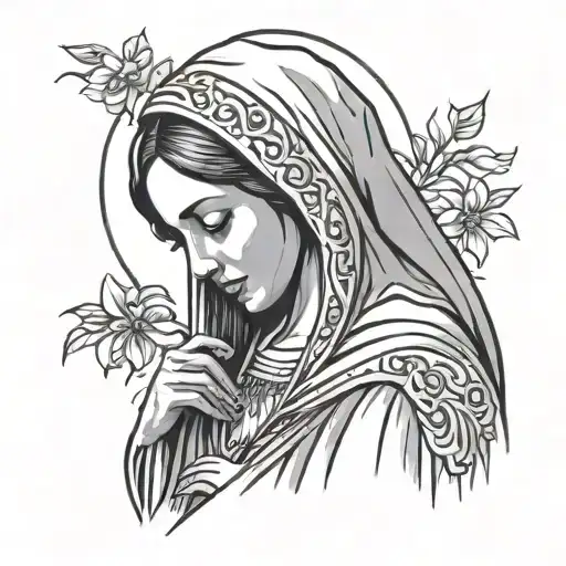 crying Virgin Mary with tears tattoo design idea